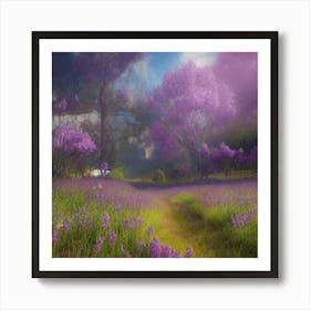 Lavender Purple Flowers Field Art Print