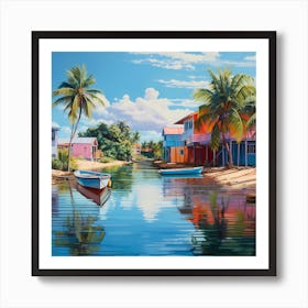 Caribbean Mirage: Oils & Watercolors Fusion Art Print