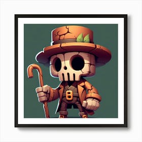 Game Art Skeleton In Hat Art Print