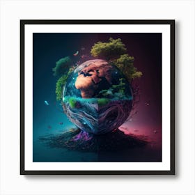 Earth In 3d Art Print