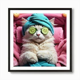 Cat Spa Day 3 Art Print