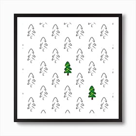 Christmas Tree Seamless Pattern Art Print