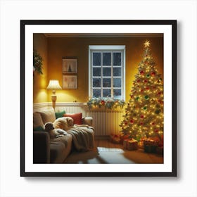 Two dogs on a Christmas Eve Art Print