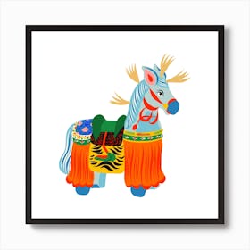 Yawata Uma Wooden Horse Toy Square Art Print