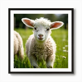 Young Cute Grass Farming Animal Farm Field Fur Wool Farm Animal Baby Countryside Little (1) Art Print