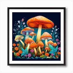 Mushrooms In The Forest 80 Art Print