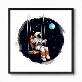 Astronaut On Swing Art Print