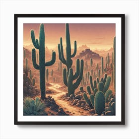 Mexican Theme Vector With Cactus Haze Ultra Detailed Film Photography Light Leaks Larry Bud Mel (3) Art Print