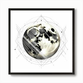 Earth Globe - Abstract Line Art Illustration 111 Art Print