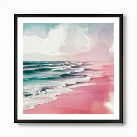 Watercolor Beach Painting Art Print