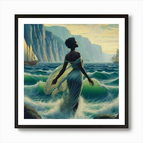 Woman In The Ocean 2 Art Print