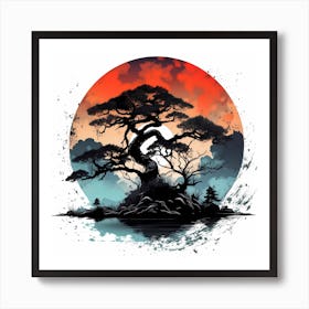 Giant Oriental Tree With Dramatic Sky Backdrop Art Print