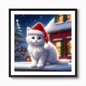 Cute Christmas Kitten 2 Art Print