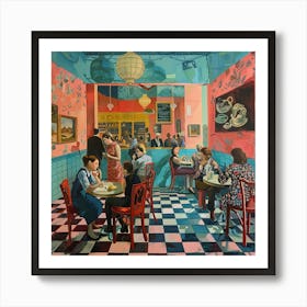 David Hockney Style. British Tea Room Series 1 Art Print