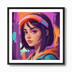 Girl In A Futuristic City Art Print