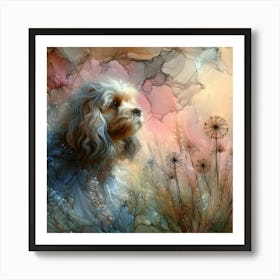 Dog In Dandelions Art Print