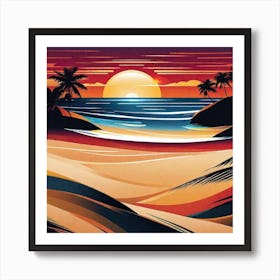 Sunset At The Beach 217 Art Print