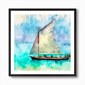 Watercolor  Of A Sailboat 1 Art Print