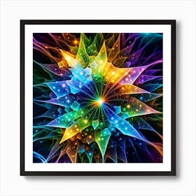 Abstract Vibrant Colored Neural Flower Painting Art Print