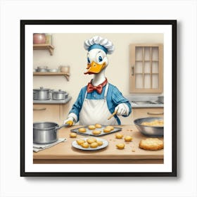 Donald Duck Cooking 2 Art Print