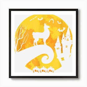 Llama Moon Funny Halloween Costume Art Print