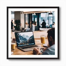 Man Working On A Laptop Art Print