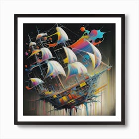 Ship with a splash of colour 6 Art Print