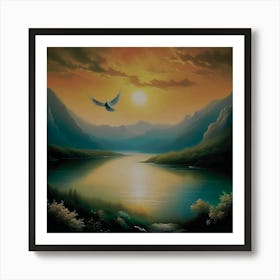 Dove At Sunset Art Print