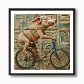 Ancient Egypt Pig On A Bike Art Print