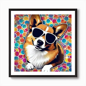 Corgi Dog With Sunglasses Art Print