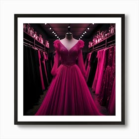 Pink Evening Dresses In A Store Art Print