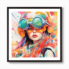 Girl With Goggles Art Print
