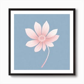 A White And Pink Flower In Minimalist Style Square Composition 169 Art Print