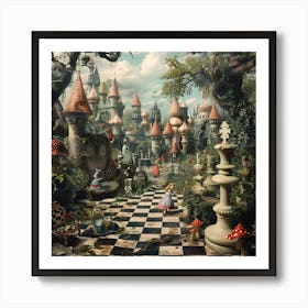 Royal Gardens of Wonderland: A Chessboard Path to Enchantment Series Art Print