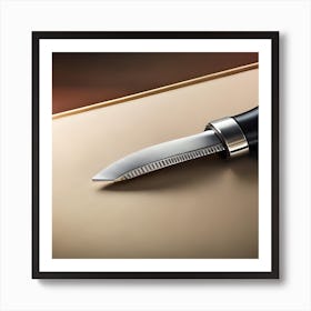Knife On A Table, Serial Killer Knife, Steel knife art print, Knife 3D Art Print