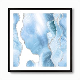 Blue & Silver Agate Glitter Texture 05 Art Print