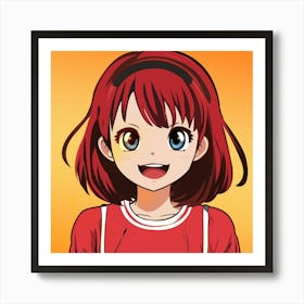 Anime Girl With Red Hair Art Print