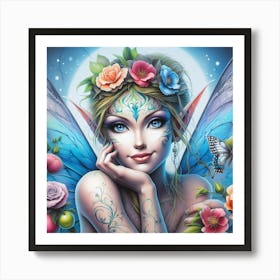 Fairy With Flowers Art Print