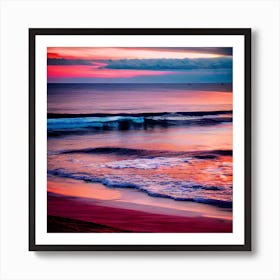 Sunset At The Beach By Person 3 Art Print