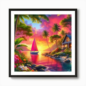 Sunset At The Beach Art Print