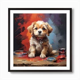 dog art paint Art Print