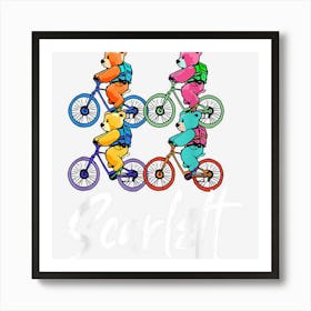 Scarlett Cute Teddy Bears And Bikes Bicycle Design Art Print