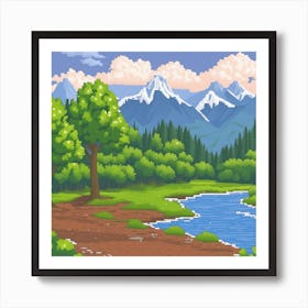 Landscape Pixel Art Art Print