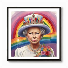 Queen Elizabeth Platinum Jubilee Rainbow Art Print 3 Art Print