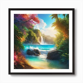 Waterfall In The Jungle 25 Art Print