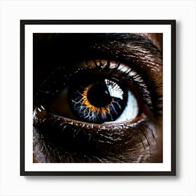 Black Eye Human Close Up Pupil Iris Vision Gaze Look Stare Sight Close Macro Detailed Art Print