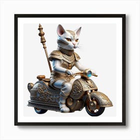 Cat On A Motorcycle 3 Art Print