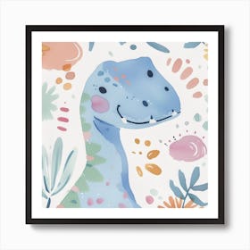 Cute Acrocanthosaurus Dinosaur Watercolour Style 1 Art Print