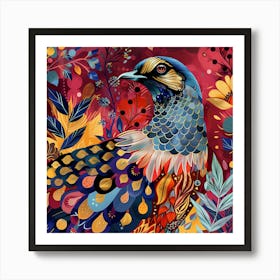 Patchwork Quilted Quail 1 Art Print