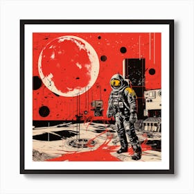Spaceman On The Moon Art Print